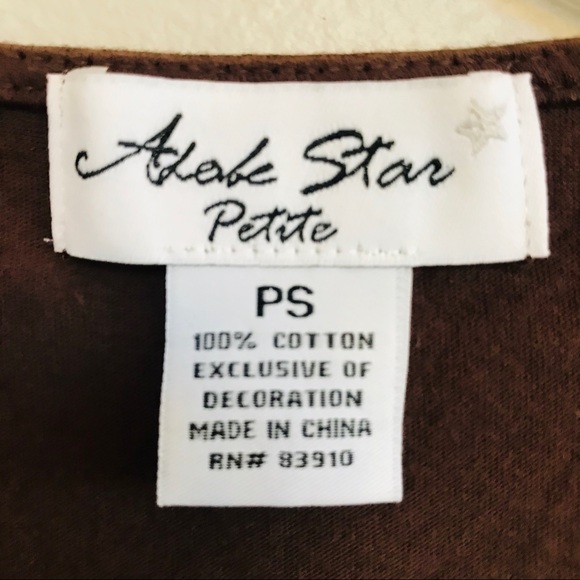Alabe Star Petite BROWN TOP W/ EMBROIDERY & BEADS - Picture 5 of 5